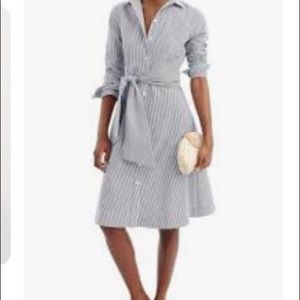 NWT J. Crew stripe tie waist shirt dress size 10